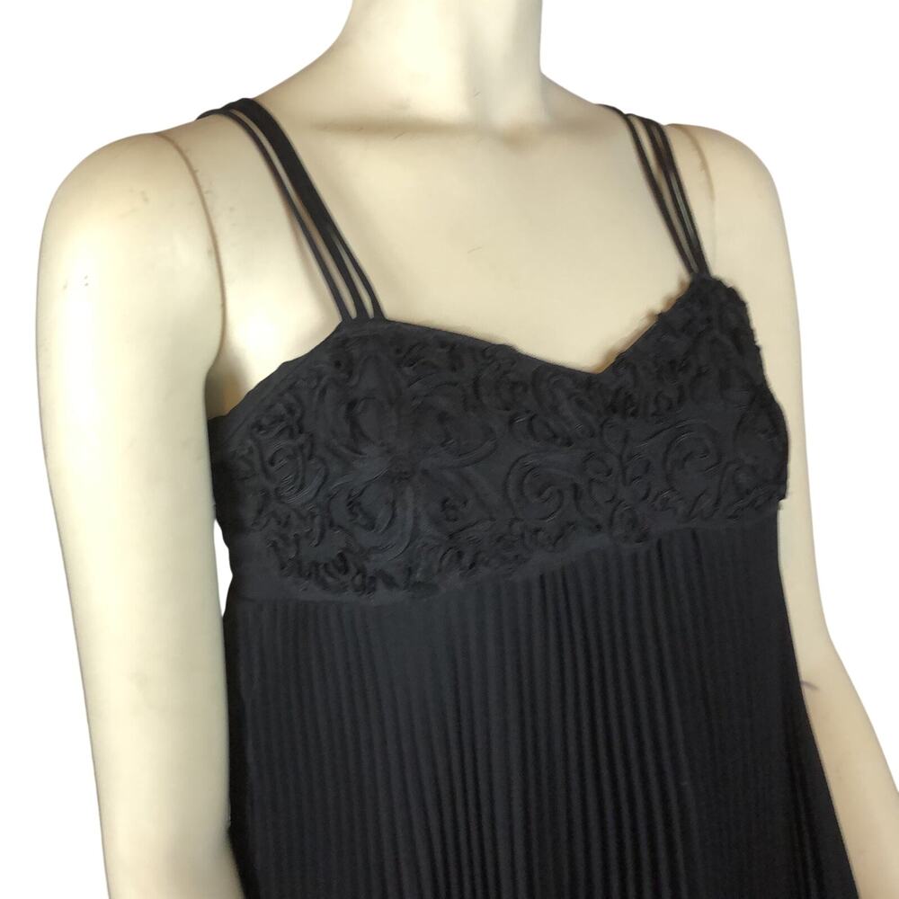 Vintage 1990s Starlet Black Pleated Babydoll Mini Dress Made USA Small